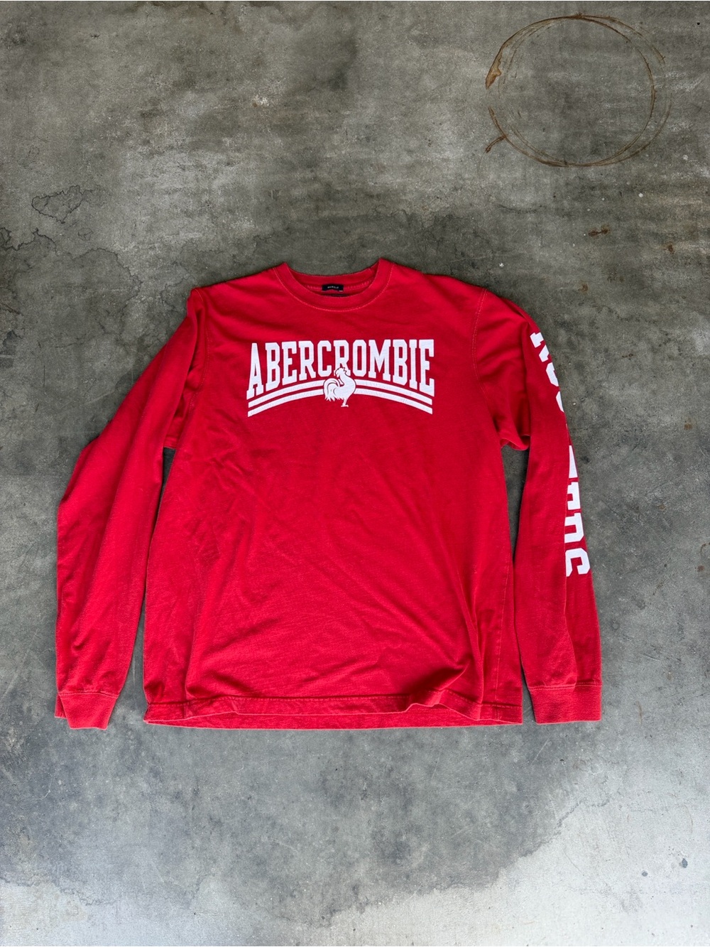 Vintage Y2k Abercrombie & Fitch Men 2XL Red Long Sleeve Graphic Tee